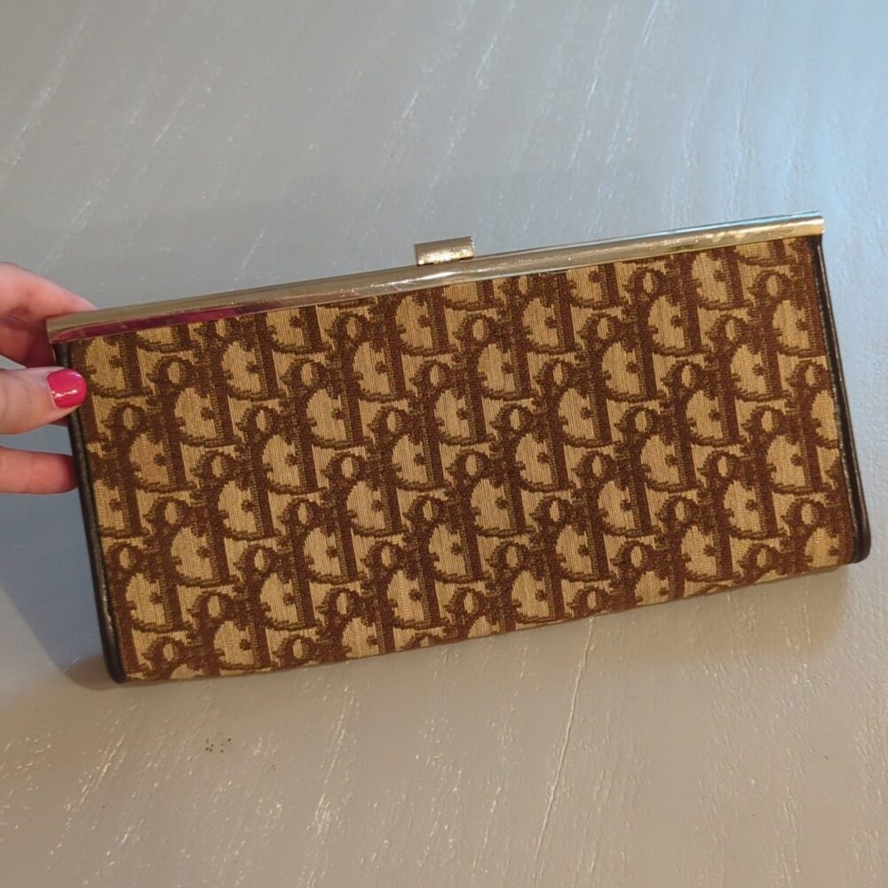 Christian Dior Brown Logo Monogram Clutch Bag
